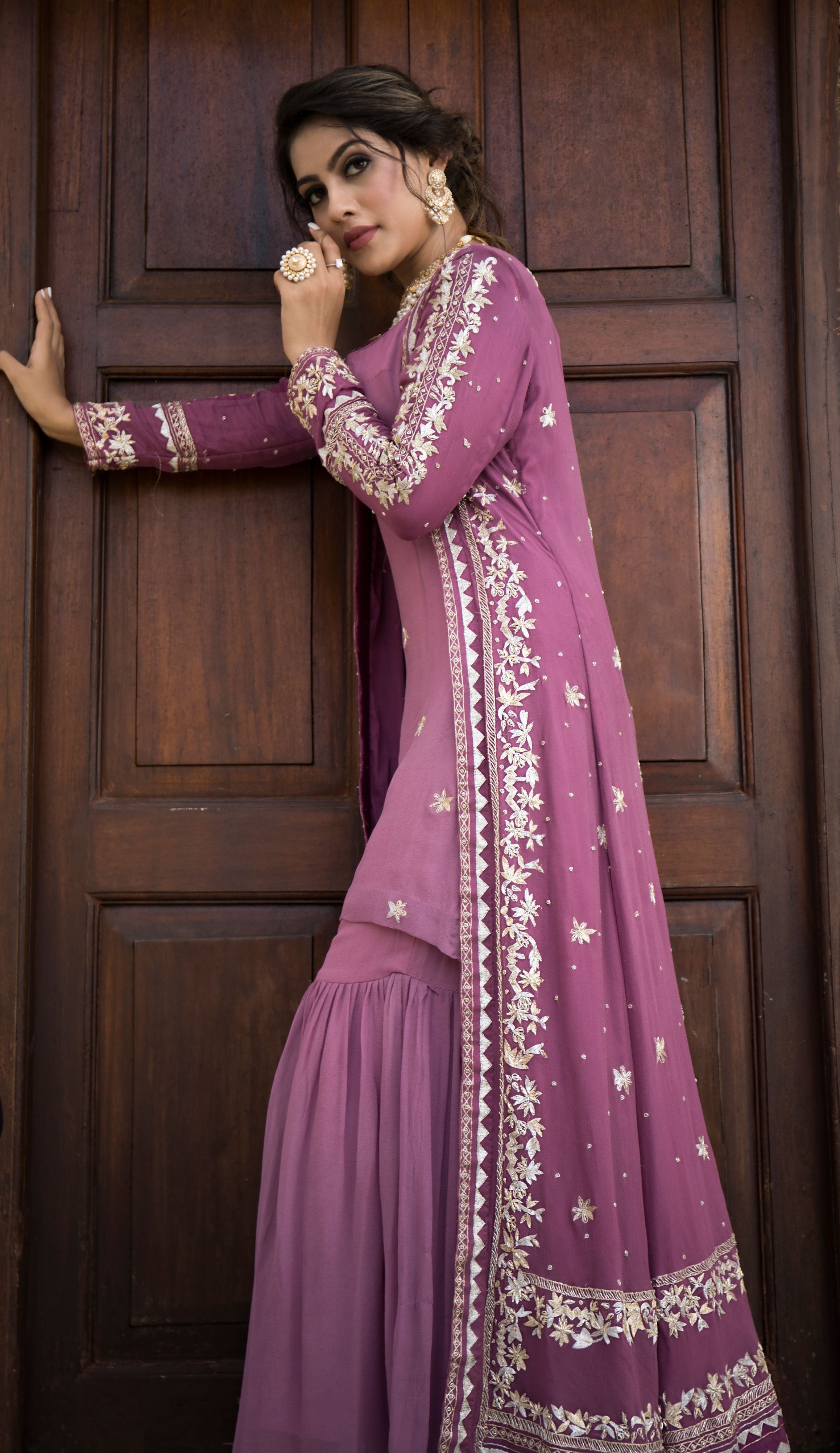 SAHIBA GEORGETTE EMBROIDERED SHARARA SET