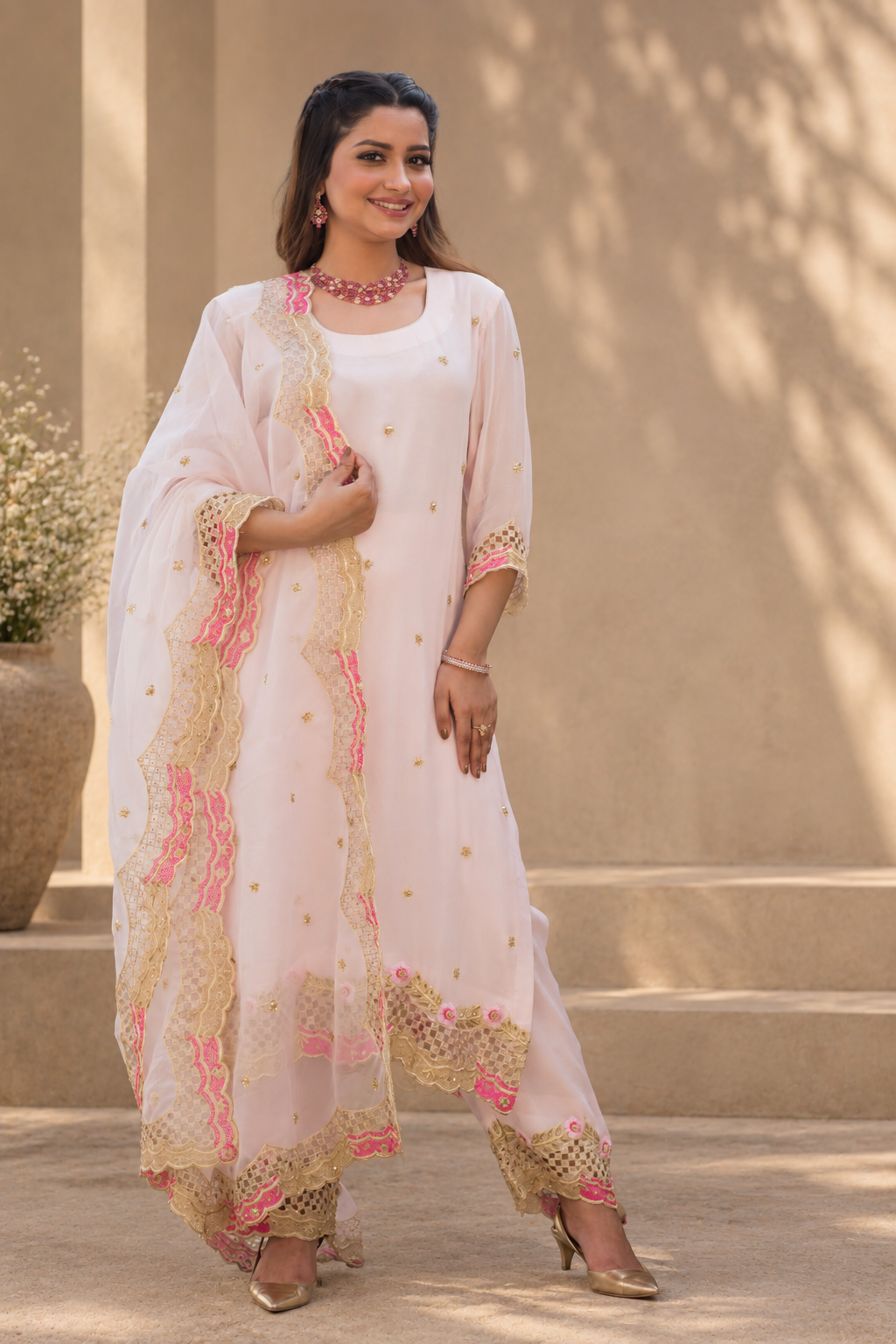 Zuri Georgette Embroidered Suit