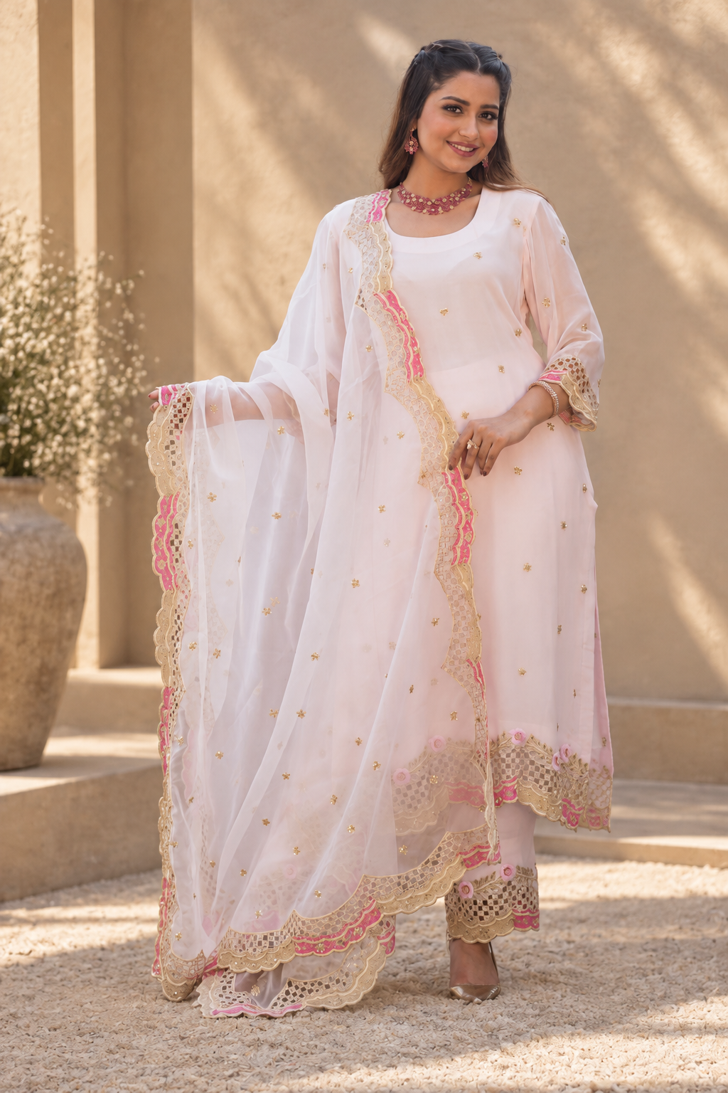Zuri Georgette Embroidered Suit