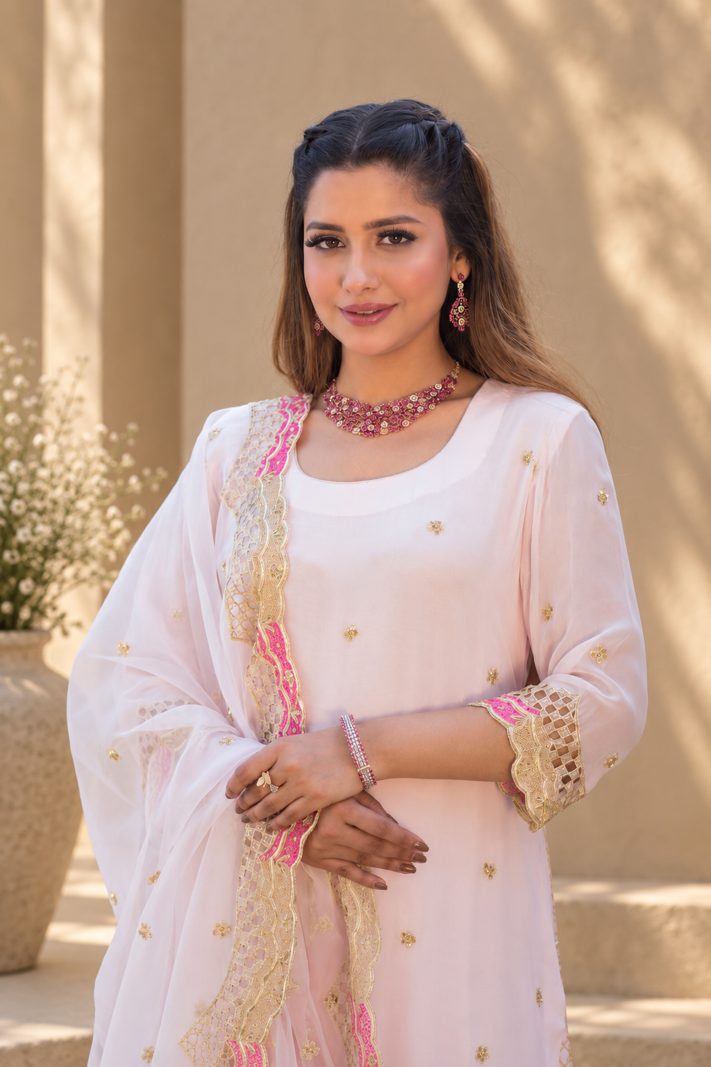Zuri Georgette Embroidered Suit