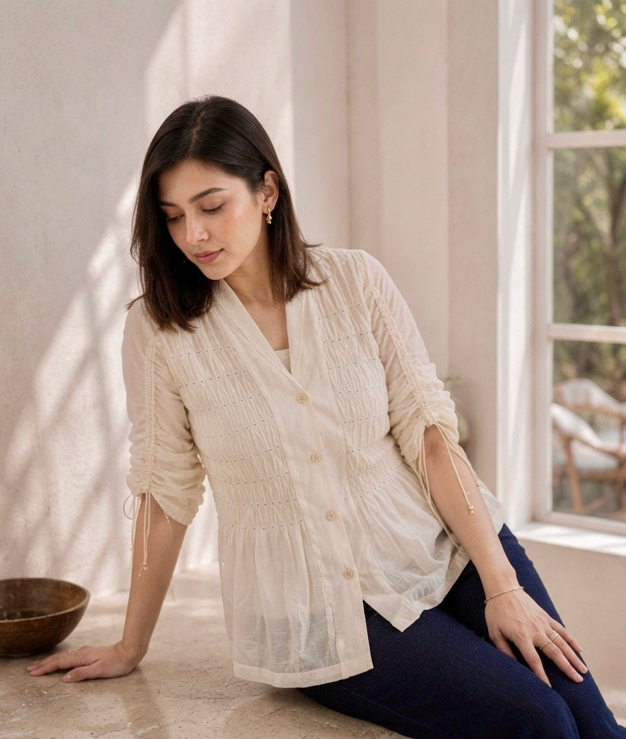 ELANOR MUL CHANDERI EMBROIDERED SHIRT