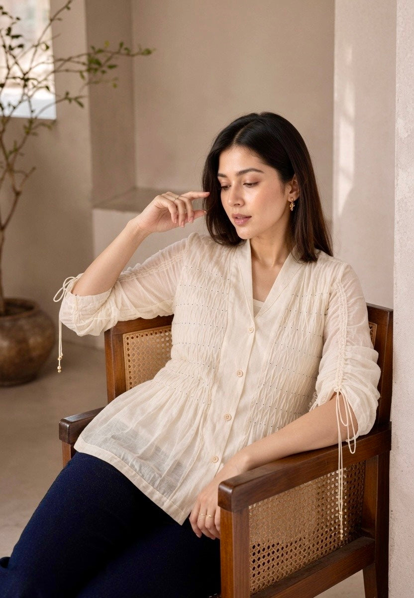 ELANOR MUL CHANDERI EMBROIDERED SHIRT