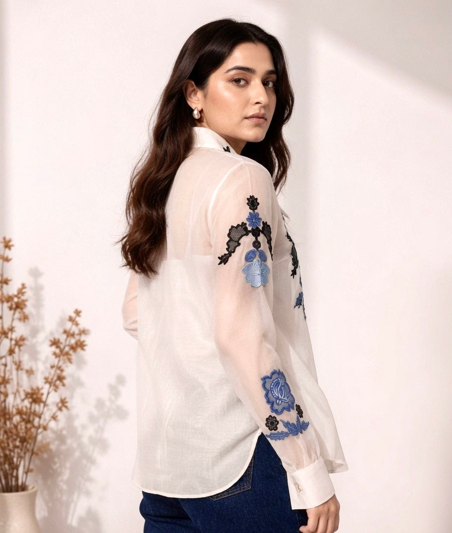 ELARA ORGANZA EMBROIDERED SHIRT