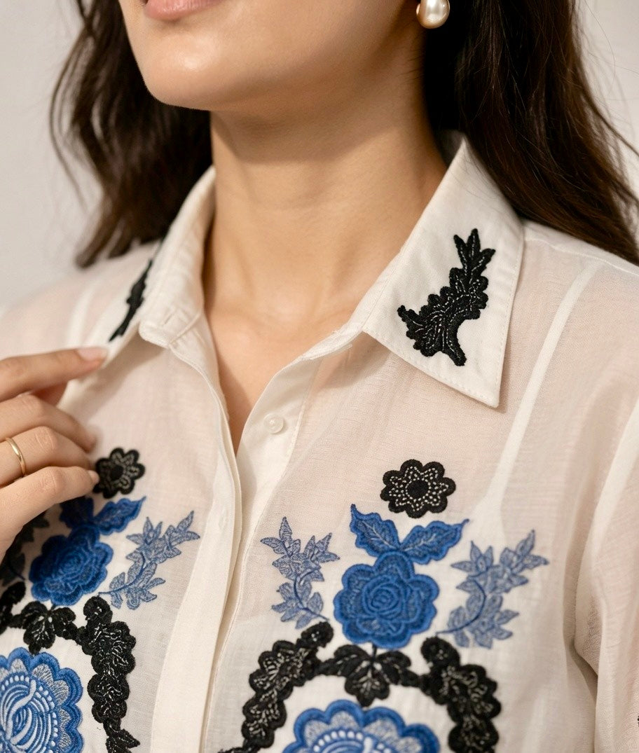 ELARA ORGANZA EMBROIDERED SHIRT