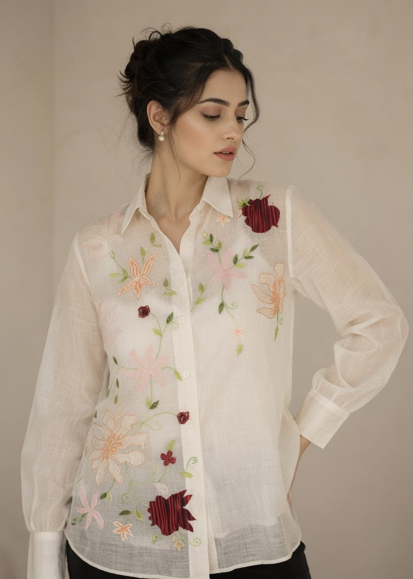 ELYSIA MUL CHANDERI EMBROIDERED SHIRT