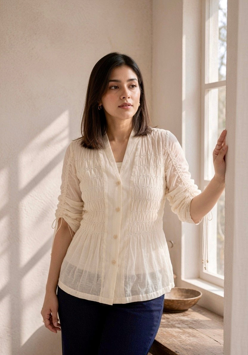 ELANOR MUL CHANDERI EMBROIDERED SHIRT