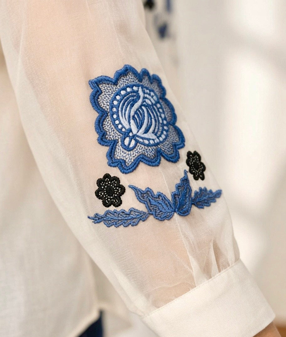 ELARA ORGANZA EMBROIDERED SHIRT