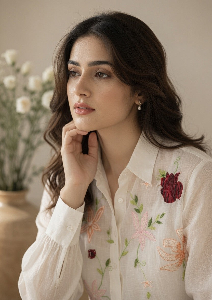 ELYSIA MUL CHANDERI EMBROIDERED SHIRT