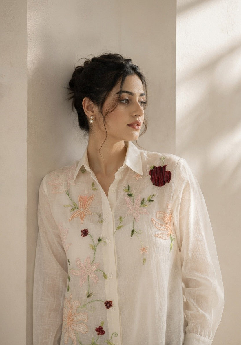 ELYSIA MUL CHANDERI EMBROIDERED SHIRT
