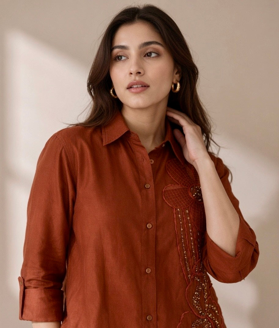 IRIS MUSLIN EMBROIDERED SHIRT