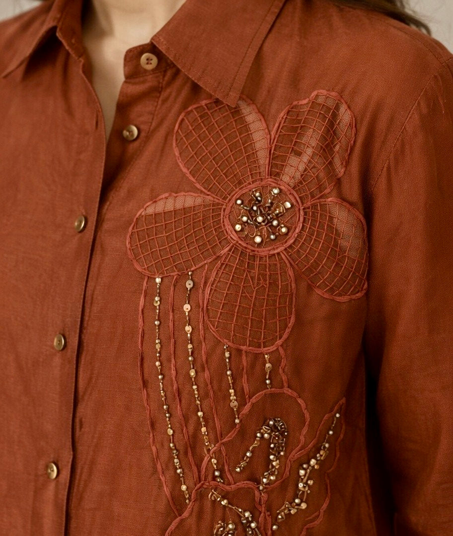 IRIS MUSLIN EMBROIDERED SHIRT
